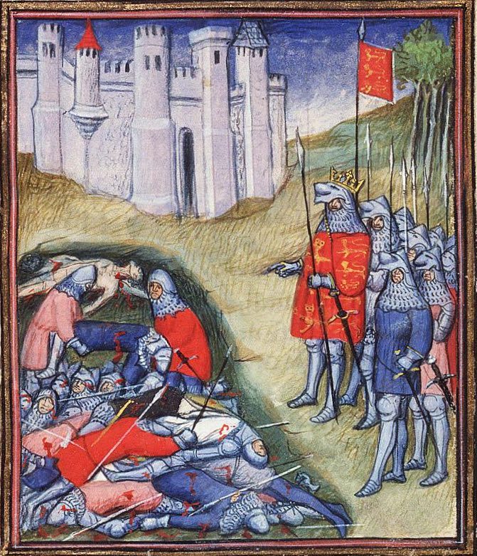 Edward III counting the dead on the battlefield of Crecy