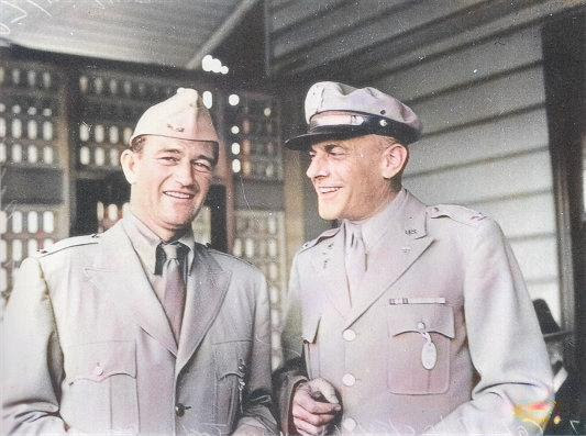 John Wayne with Lt Col Wm Bleckwenn