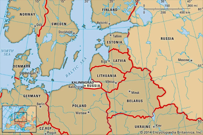 Map of Kaliningrad amongst NATO