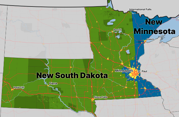 New South Dakota and Minnesota