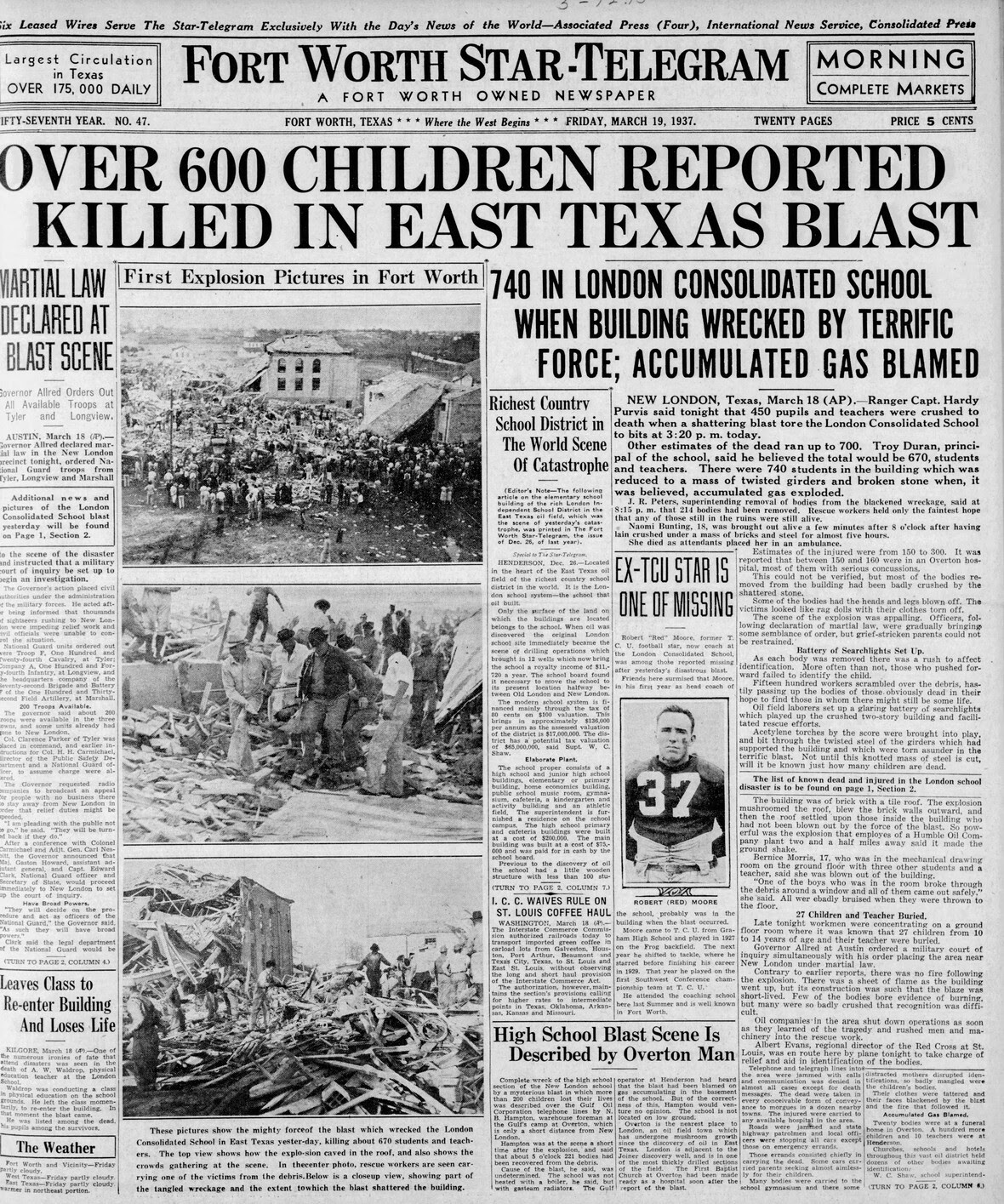 New London school explosion March 18 1937 New London Rusk County Texas