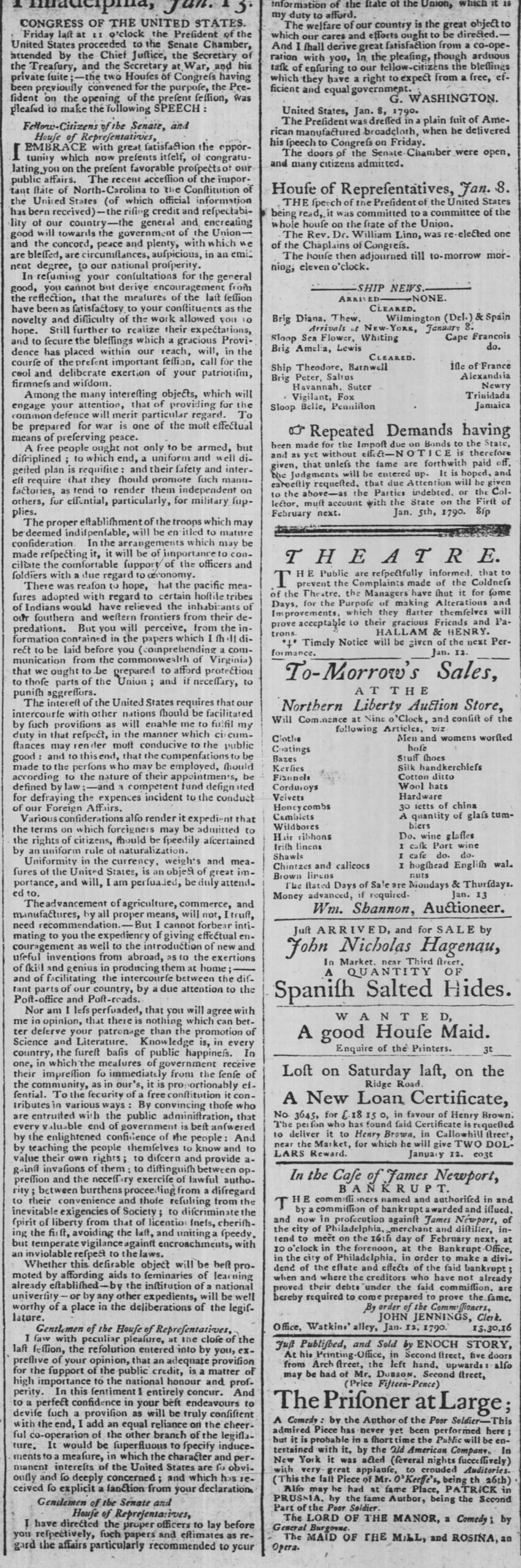 First State of the Union address 1790