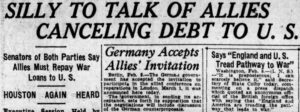 SILLY TO TALK OF ALLIES CANCELLING USE DEBT