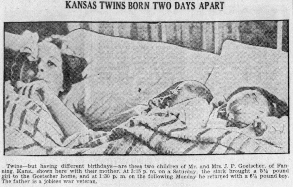 Twins two days apart The Central New Jersey Home News 1932 07 15 page 6