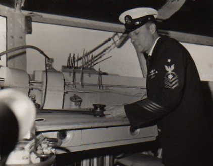 Franklin Gene aboard ship plotting courseAircraft carrier Intrepid