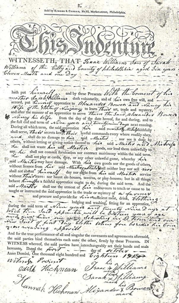 Isaac Williams indenture to Alexander Bowers