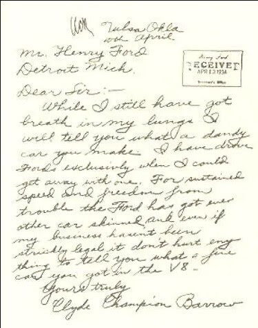 Clyde Barrow letter