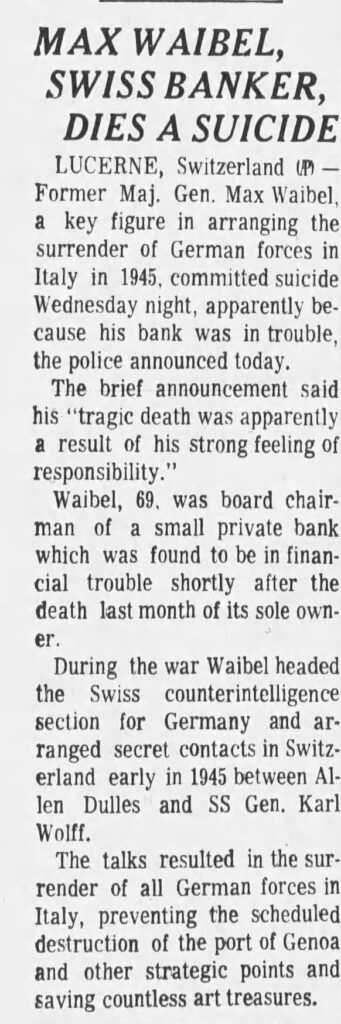 Obituary for MAX WAIBEL