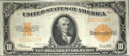 US 10 1907 Gold Certificate