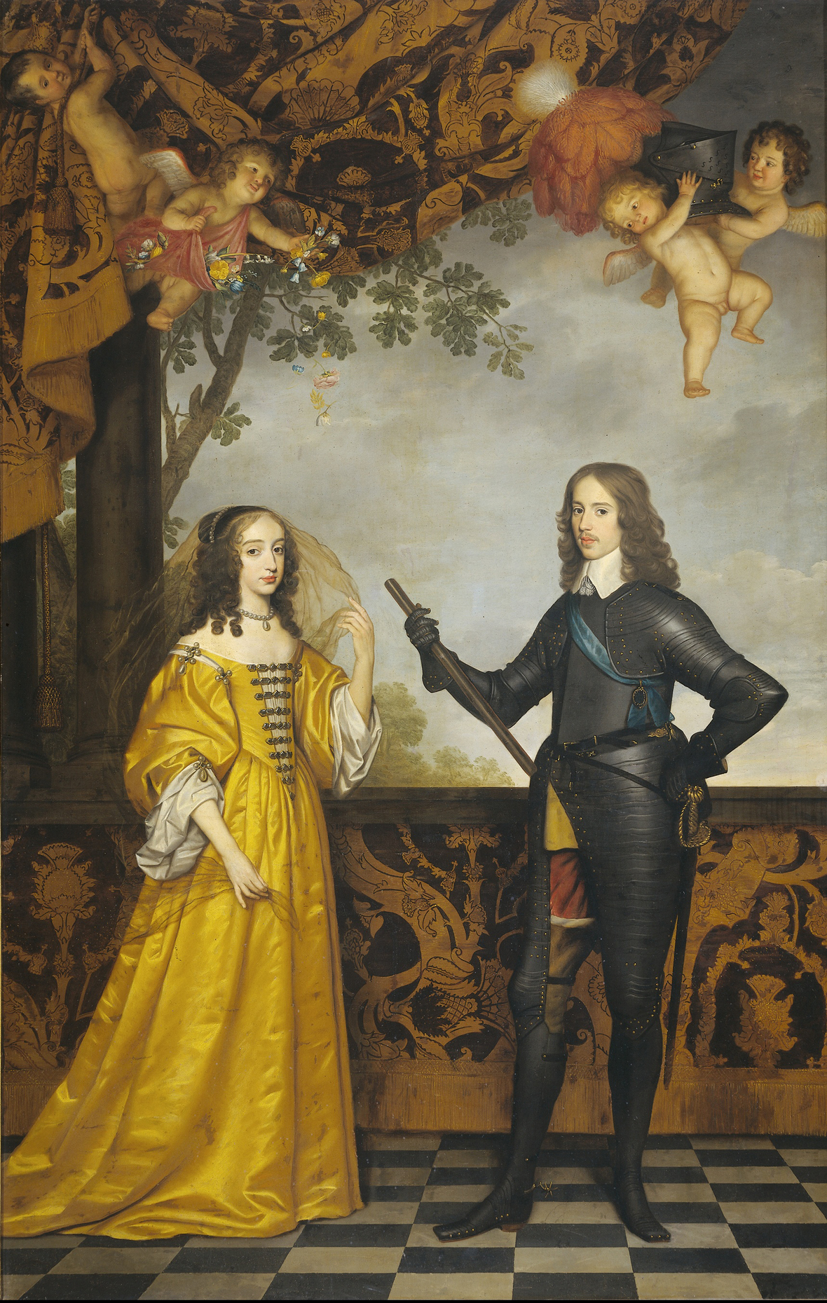 Portret van Willem II 1626-50 prins van Oranje en zijn echtgenote Maria Stuart 1631-60 Rijksmuseum SK-A-871